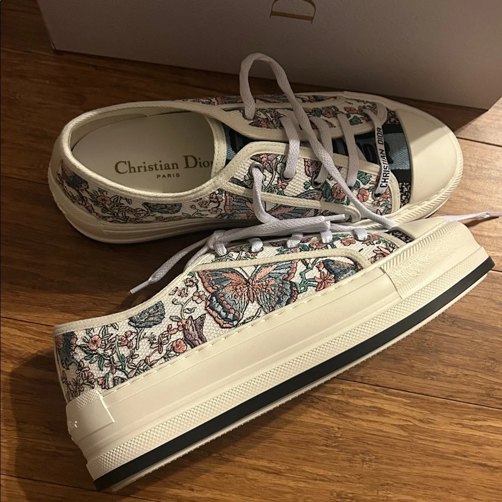 Dior WALK'N'DIOR PLATFORM SNEAKER White Multicolor Embroidered Cotton - Picture 6 of 11